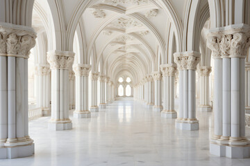 Fototapeta premium Large columns in a white cathedral hallway