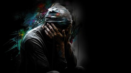 Obraz na płótnie Canvas Depressed man concept. Mental Diseases Concept. Mental Problems. Loneliness.