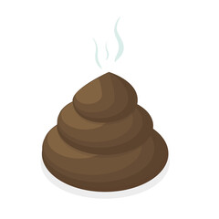 3D Isometric Flat  Icon of Pile Of Poo, Excrement and Smell