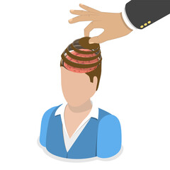 3D Isometric Flat  Conceptual Illustration of Mental Health, Subconscious Mental Processes