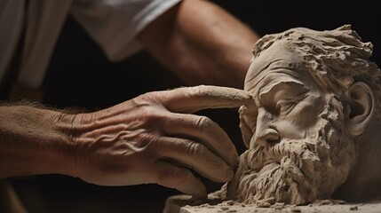 a person touching a statue