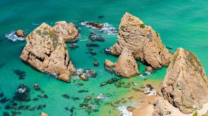 Praia da Ursa, Portugal - 15.08.2023: Stunning Ursa beach located on the western coast of Portugal, near the town of Sintra and Cabo da Roca.