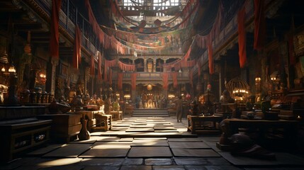 Obraz premium a large room with tables and chairs