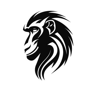 Black mandrill monkey silhouette