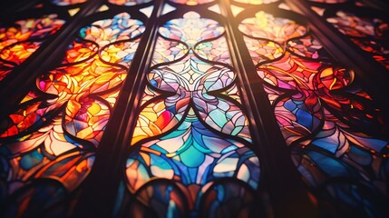 a close-up of a stained glass window
