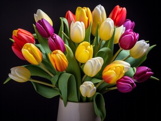 Unveiling the Vibrant Beauty of Tulips: A Splash of Color! Generative AI