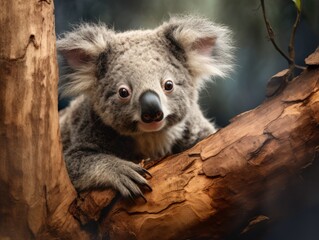 Unveiling the Mysteries: A Stunning Close-Up of a Koala in Its Natural Habitat! Generative AI
