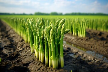 european asparagus on a farmland - obrazy, fototapety, plakaty