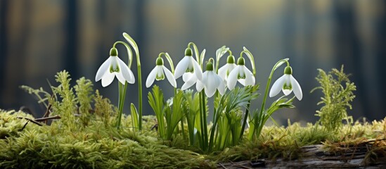 In the vibrant tapestry of nature's spring awakening, a delicate Galanthus nivalis, commonly known as the snowdrop, emerges as a cherished early spring wildflower, adorning the landscape with its