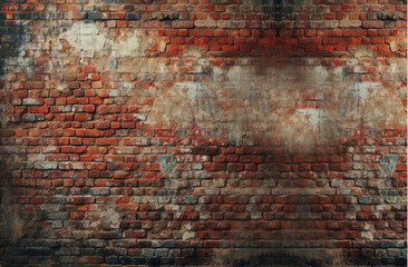 Dirty old red brick wall. Copy space for text, advertising, message, logo