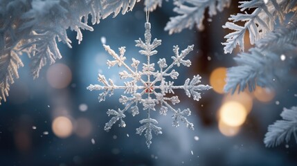 Fototapeta na wymiar snowflake ornaments, natural snow ice, ai