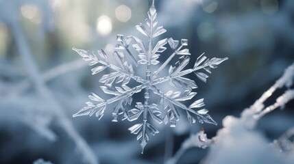 snowflake ornaments, natural snow ice, ai