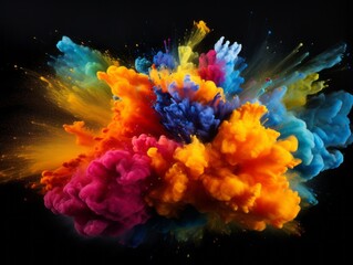 Vibrant Spectrum Unleashed: A Mesmerizing Color Explosion on Black Canvas Generative AI