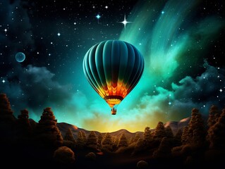 Vibrant Odyssey: Journey Through the Skies in a Colorful Hot Air Balloon Generative AI