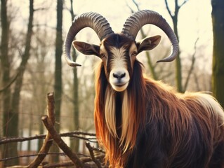 Obraz premium Captivating Glimpse of an Adorable Long-Horned Goat in Its Natural Habitat Generative AI