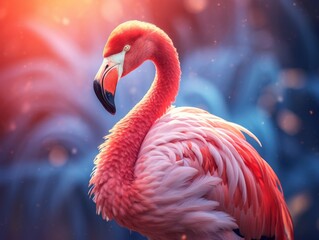 Bask in the Sunlit Grace: Enigmatic Flamingo Portrait - Serenity Unveiled Generative AI