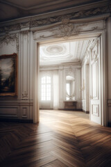 the white room with wood floor and window
