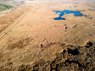 Aerial Autumn view of Dragoman marsh, Bulgaria