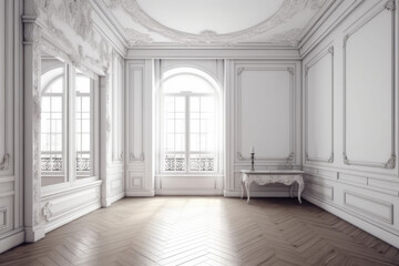the white room with wood floor and window