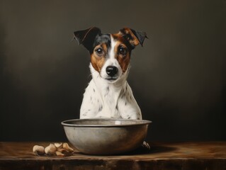 Adorable Jack Russell Terrier Captured in Action: See How it Enjoys its Meal! Generative AI