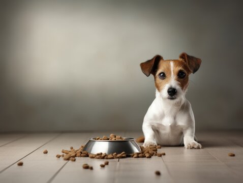 Unseen Moments: Adorable Jack Russell Terrier Enjoys Meal Time Generative AI