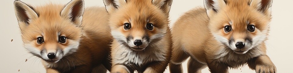 Obraz premium Three Adorable Foxes Standing Together