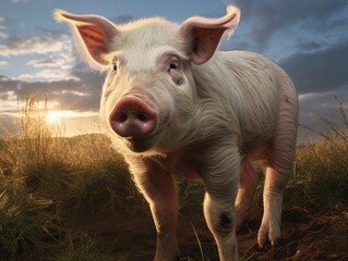 Sunlit Elegance: A Stunning Image of a Majestic Pig Basking in the Glory of Nature Generative AI