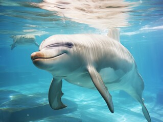 Dolphin Extravaganza: Swim along with Tampere Dolphins in the Ocean! Generative AI - obrazy, fototapety, plakaty