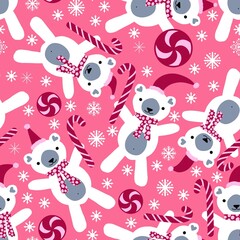Christmas animals seamless bears pattern for wrapping paper and fabrics and linens and kids clothes print