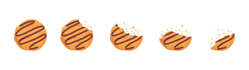 Bitten cookie vector set