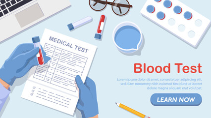 Blood test workspace vector concept © Aleksey