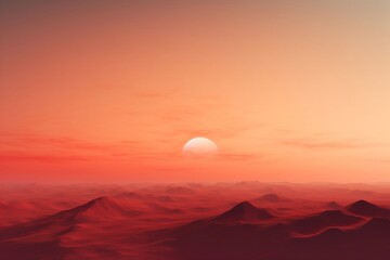 Fototapeta premium Abstract sunset in the mountains, adventurous blazing horizon