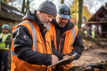 Builder concept. Real estate investment, builders businessmen, investors architects, making a plan for future construction, planning for the next time, high-rise skyscrapers, big project