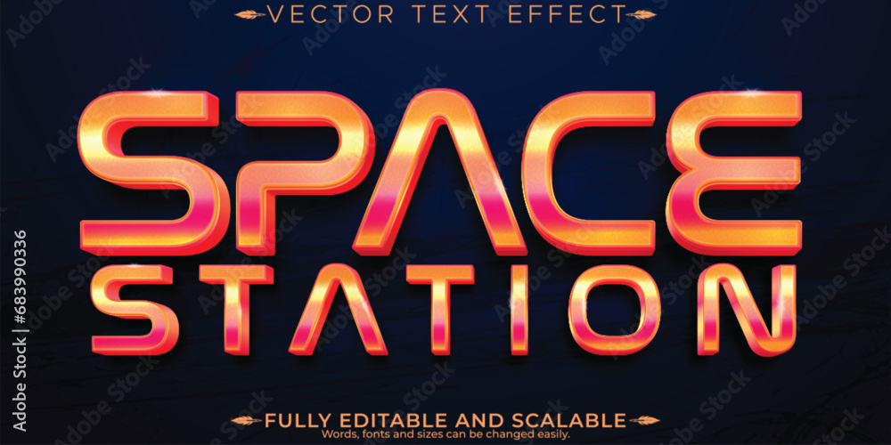 Wall mural space text effect, editable cosmic and astronomical customizable font style