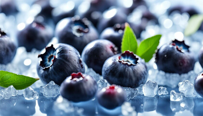 Ghiaccio e Frutta: Mirtilli come Gioielli Congelati in un Quadro di Eleganza Naturale