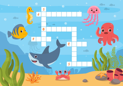 Sea crossword vector concept