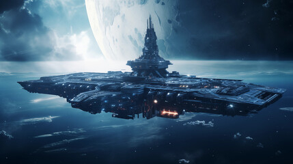 Battleship in outer space