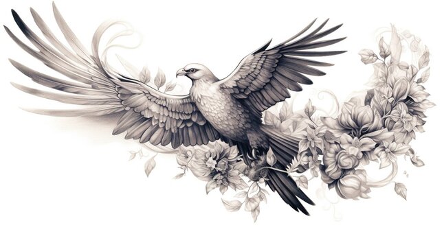 Tattoo, patterns applied to the body. Sketches of drawings, in a creative style. Art sketch, stencil for redrawing. Drawing on the human skin.