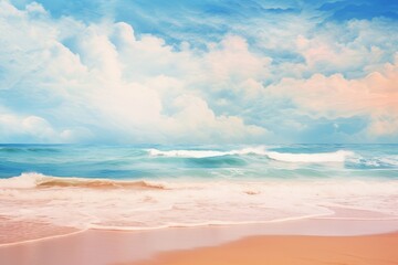 Unveiling the Majesty: Captivating Ocean Waves Meeting a Pristine Sandy Beach Generative AI