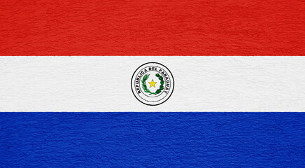 Flag of Republic of Paraguay on a textured background. Concept collage.