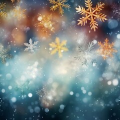 Mesmerizing Winter Wonderland: Experience the Magic of Christmas Through Snowflakes and Bokeh Lights Generative AI