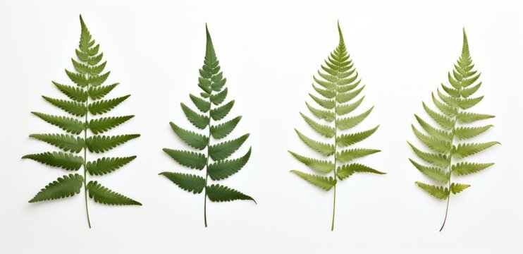 Explore the Intricate Beauty of Four Unique Fern Leaves: A Visual Feast! Generative AI