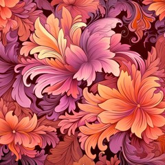 Fototapeta na wymiar Vibrant Orange Floral Extravaganza: Discover the Endless Beauty of Patterns! Generative AI