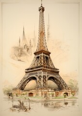 Stunning Sketch Masterpiece: The Majestic Eiffel Tower Reimagined Generative AI