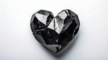 Anthracite Crystal Heart on White Background