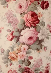 Gordijnen Uncover the Timeless Elegance: Vintage Roses Wallpaper Stock Generative AI © monsifdx