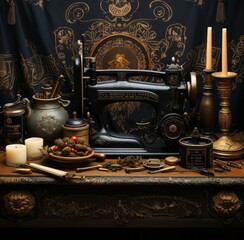 Unveiling the Charm: Unique Vintage Sewing Elements on Timeless Fabric - Unmissable! Generative AI