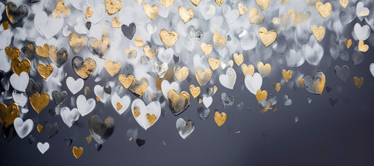 Heart shape paints banner. Generative AI - obrazy, fototapety, plakaty