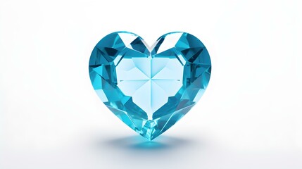 Fototapeta premium Cyan Crystal Heart on White Background