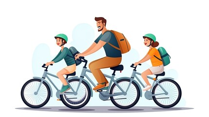 Fototapeta premium Family bike ride on electric transportation
